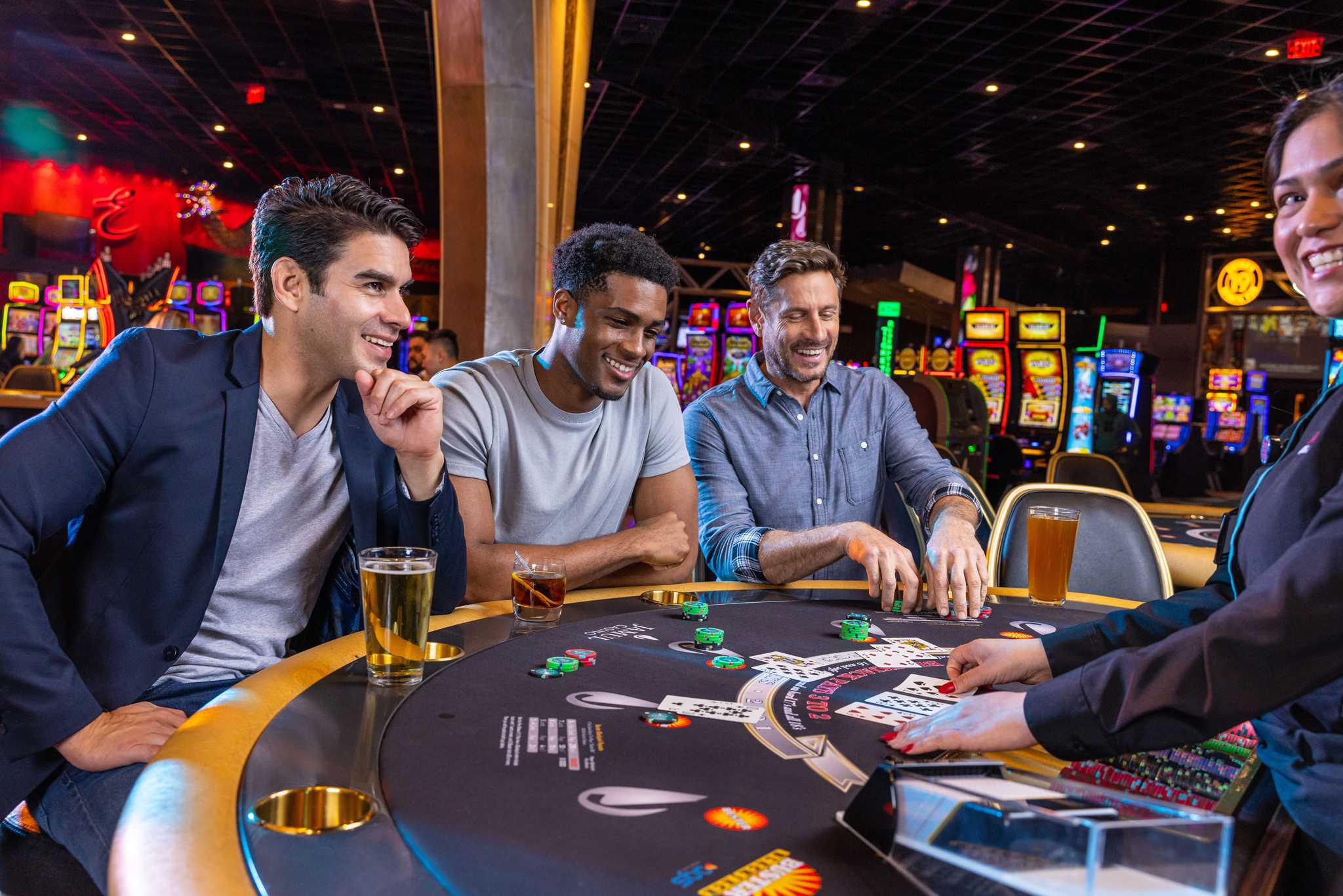 Jamul Casino's engaging blackjack table with players engaged in strategic gameplay, placing bets, and enjoying the thrill of the casino.