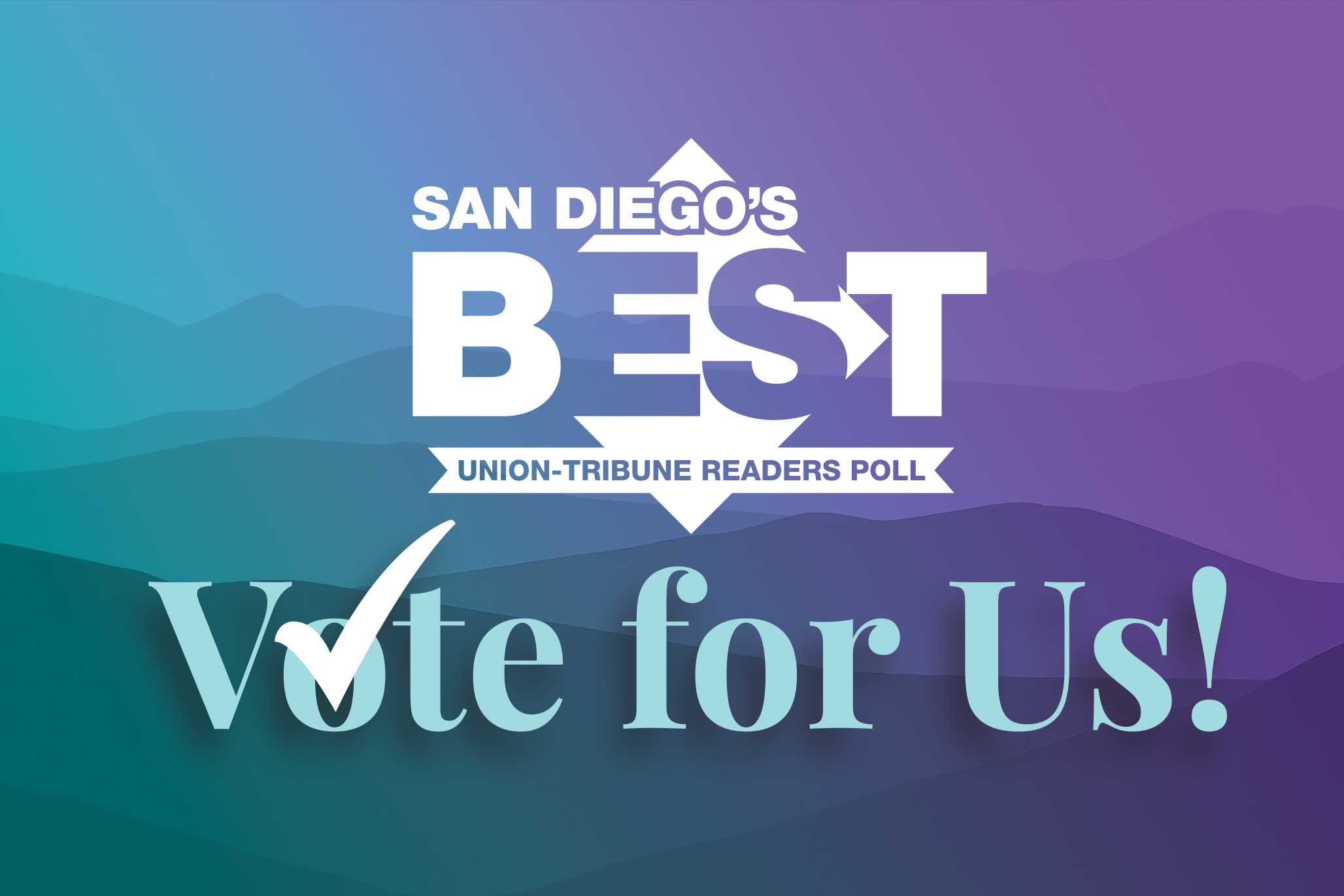 Promotional banner for 'San Diego's Best Union-Tribune Readers Poll' encouraging to "Vote for Us!"